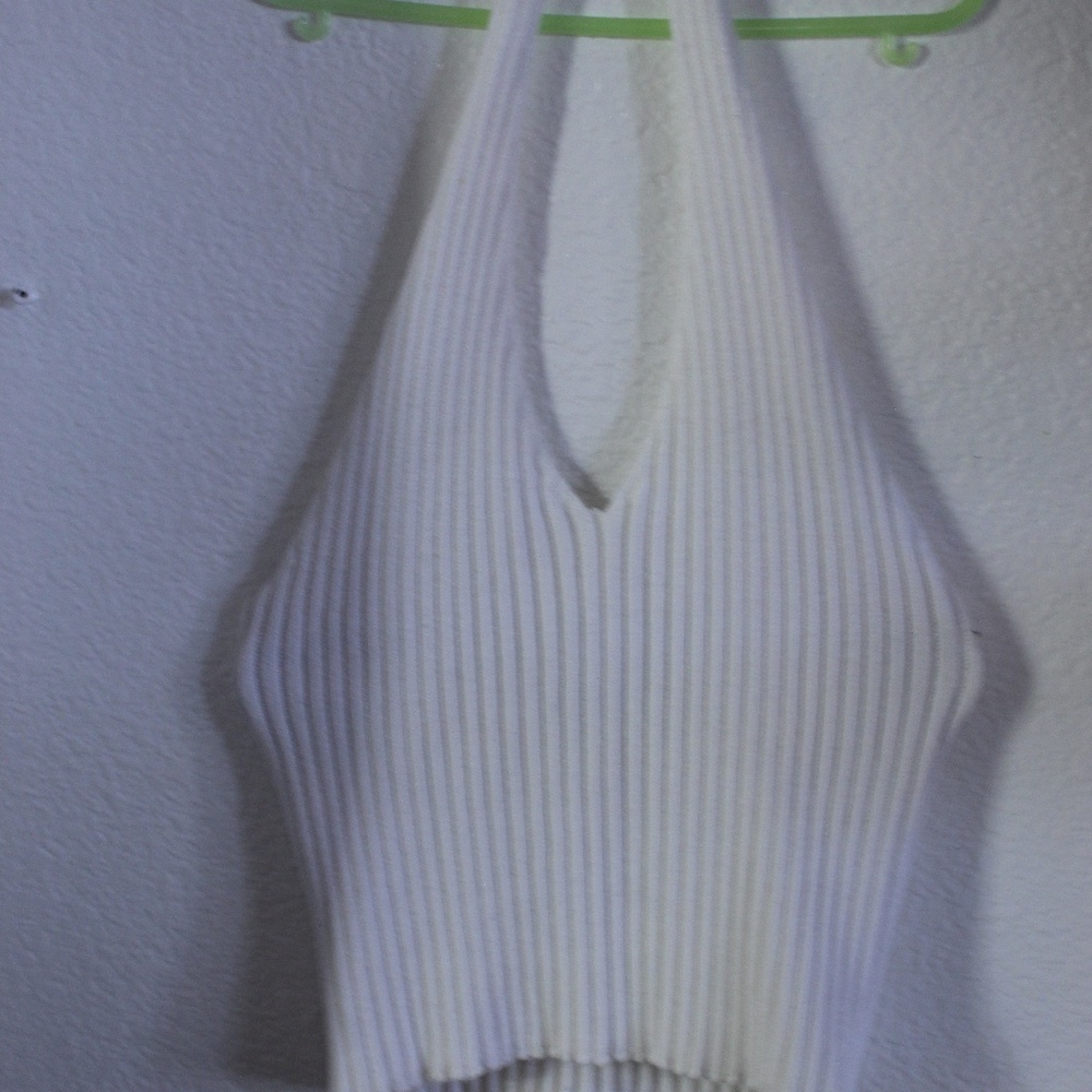 White Halter Sweater Crop Top